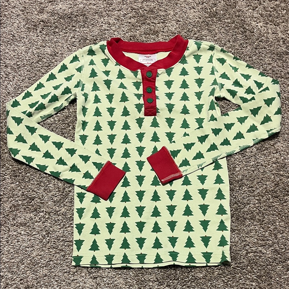 Hanna Andersson Boys Christmas Tree Long Sleeve Pajama Top Size 10